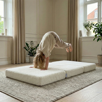 KiddyMoon Matelas Enfant Au Housse Teddy Pliable en Mousse Matelas pour Tout-Petits, Chambre d'enfant, crème, Matelas