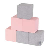 KiddyMoon blocs mous pour bébé cubes de construction en mousse, cubes: gris clair/rose, 6 Pieces
