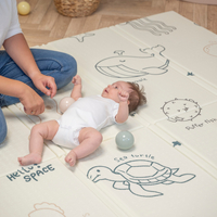 KiddyMoon Tapis de Jeu pour Enfant Bébé Tapis Mousse Tapis de Sol Tapis d'éveilBebe Reversible Stimulation De L'Imagination Pliable Pour L'Intérieur Et L'Extérieur, brun-mer, 180x200x1,5cm