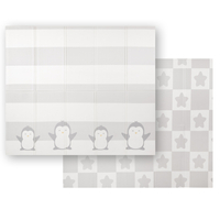 KiddyMoon Tapis de Jeu pour Enfant Bébé Tapis Mousse Tapis de Sol Tapis d'éveilBebe Reversible Stimulation De L'Imagination Pliable Pour L'Intérieur Et L'Extérieur, blanc-pingouin, 180x200x1cm