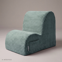KiddyMoon fauteuil enfant à poche, housse zippée, assise confortable, vert, Taille unique