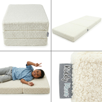 KiddyMoon Matelas Enfant avec Oreiller Et Housse Teddy Pliable en Mousse Matelas pour Tout-Petits, Chambre d'enfant, crème, Matelas avec Oreiller