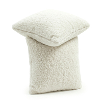 KiddyMoon Lot de 2 Coussins Décoratifs pour Enfant Et Housse Teddy Chambre Enfant, crème, 2 Oreillers