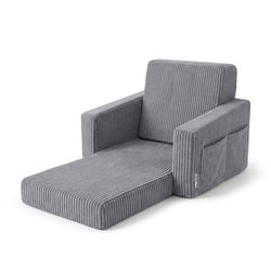 KiddyMoon Fauteuil Pliable pour Enfant en Mousse Canapé Convertible 2 en 1, gris foncé, UNI
