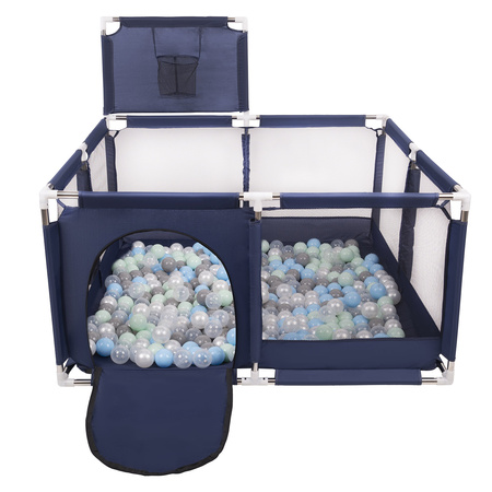 parc bébé avec balles plastiques aire de jeu pliable basket, Bleu:perle/gris/transparent/babyblue/menthe, 400 balles