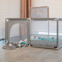 parc bébé avec balles plastiques aire de jeu pliable basket, vert : turquoise foncé/beige pastel/perle, 200 balles