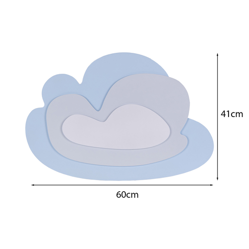 Déco murale KiddyMoon Relief 3D décoration en bois contreplaqué, nuage : bleu/gris, UNI