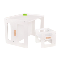 KiddyMoon Table et Chaise pour Enfants Petit Bureau, Blanc, Table: 61x44x44 cm/Chaise: 30x30x30 cm