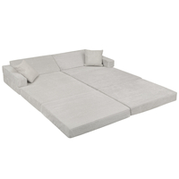 KiddyMoon Canapé Pliant pour Enfants, Canapé Convertible pour Chambre et Salle de Jeux, Matelas au Sol, Mini-Canapé, gris clair, Canapés avec 2 Oreillers