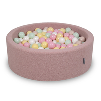 KiddyMoon Piscine à Balles Boules 7 cm pour un Remplissage plus Généreux Pour Bébés au Housse Teddy, Convient dès 8 Mois, rose: beige pastel/jaune pastel/blanc/menthe/rose poudré
