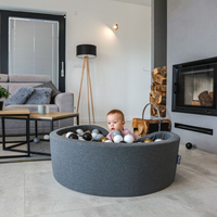 KiddyMoon Piscine à Balles ∅ 7Cm pour Bébé Rond Fabriqué En UE, gris foncé: blanc/noir/argenté, 90x30cm/300 Balles