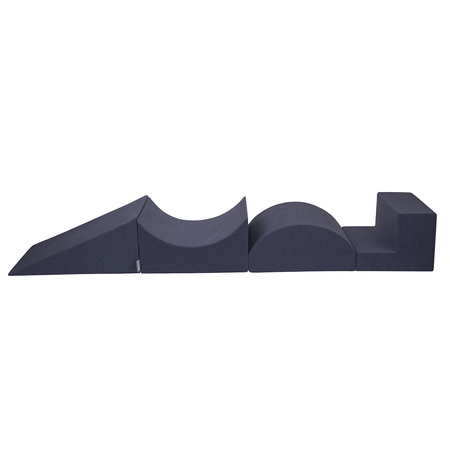 KiddyMoon Aire De Jeux en Mousse avec Carré Piscine À Balles pour Enfants, bleu foncé:blanc/gris/menthe, Piscine (200 Balles) + Version 5