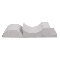 KiddyMoon Aire De Jeux en Mousse avec Carré Piscine À Balles pour Enfants, gris clair: blanc/gris/rose poudré, Piscine (200 Balles) + Version 6