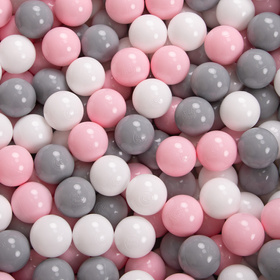 KiddyMoon Aire De Jeux en Mousse avec Rond Piscine à Balles pour Enfants, gris clair: blanc/gris/rose poudré, Piscine (200 Balles) + Version 3
