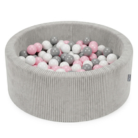 KiddyMoon Piscine Bébé 90 X 30 Cm Avec 200 Balles, Piscine À Balles Pour Bébé Et Enfant, Piscine Enfant En Mousse Douce, Housse Côtelée Lavable, Gris clair: Blanc/Gris/Rose poudré, 90x30cm/200 Balles