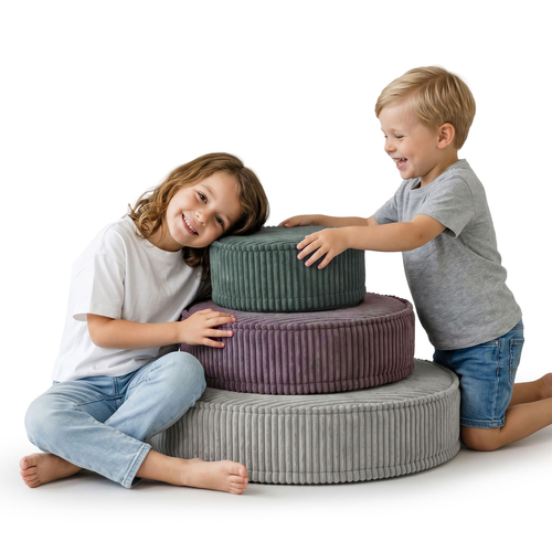 KiddyMoon Ensemble 3 Modules en Mousse pour Enfants pour Chambre D'enfant, zielony-fioletowy-jasnoszary