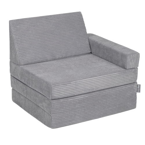 KiddyMoon Fauteuil Enfant Convertible en Mousse, Fauteuil pour Enfants Chaise pour Chambre d'Enfants Matelas Pliable Matelas Fauteuil Relax Fauteuil Douillet, gris foncé, Fauteuil