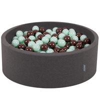 KiddyMoon Piscine à Balles ∅ 7Cm pour Bébé Rond Fabriqué En UE, gris foncé, 90x30cm/200 Balles