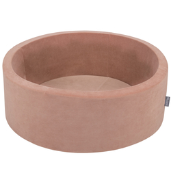 KiddyMoon Velours Piscine à Balles ∅7Cm pour Bébé Rond Fabriqué en EU, rose des sables, 90x30/SANSballes