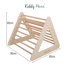 KiddyMoon Échelle Gymnastique Triangle D'escalade Triangle Pikler pour Enfants, naturel, 90,7x80x90 cm