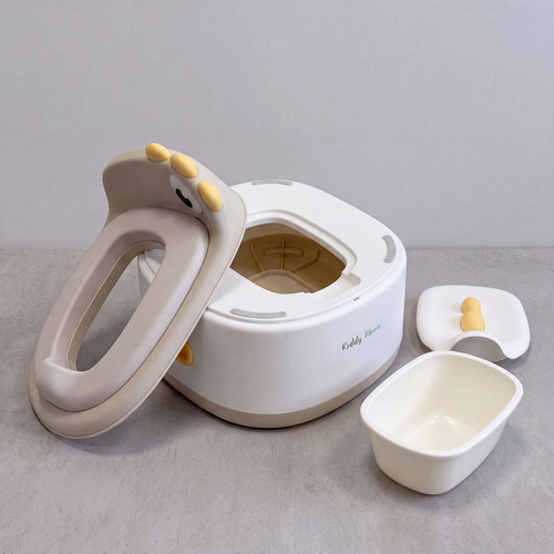 KiddyMoon Pot de Toilette pour Enfants 3 en 1 avec Réducteur et Marchepied, beige, UNI