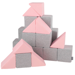 KiddyMoon blocs mous pour bébé cubes de construction en mousse, mix: gris clair/rose, 24 Pieces