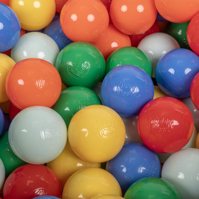 KiddyMoon Balles pour Piscine Colorées ∅6cm Plastique Enfant Bébé Fabriqué en EU, menthe/jaune/vert/bleu/rouge/orange, 50 Balles/6cm