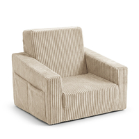 KiddyMoon Fauteuil Pliable pour Enfant en Mousse Canapé Convertible 2 en 1, beige, UNI