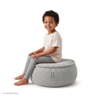 KiddyMoon Pouf enfant en mousse avec housse amovible, gris clair, L