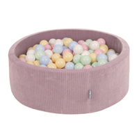 KiddyMoon Piscine À Balles pour Enfants Mousse Côtelé Pour Motricité Bébé, Violet : bleu pastel/jaune pastel/blanc/menthe/rose poudré, 90x30cm/300 Balles