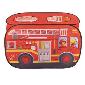 Tente De Jeu Pompier pour Enfants Set De Jeu Camion Et Caserne De Pompiers Pour Enfants Avec Boules Pliables Intérieures Extérieures Jeu Coopératif Sensoriel Montessori, rouge : noir-jaune-bleu-rouge-vert, 100 balles