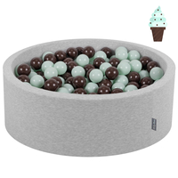 KiddyMoon Piscine à Balles ∅ 7Cm pour Bébé Rond Fabriqué En UE, gris clair, 90x30cm/300 Balles