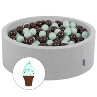 KiddyMoon Piscine à Balles ∅ 7Cm pour Bébé Rond Fabriqué En UE, gris clair, 90x30cm/300 Balles