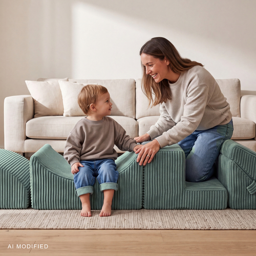 KiddyMoon ANAFI parcours de motricité en mousse pour enfant, vert, klin F/rampa L/półwałek L/schodek