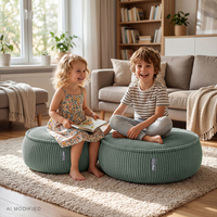 KiddyMoon Pouf enfant en mousse avec housse amovible, gris clair, L