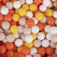 parc bébé avec balles plastiques aire de jeu pliable basket, beige : jaune/orange/beige pastel/blanc, 100 balles