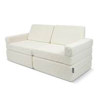 KiddyMoon Canapé Enfant en Mousse et Housse Teddy, Modulaire et Pliable, pour Jouer, Lire et se Détendre, crème, Canapés