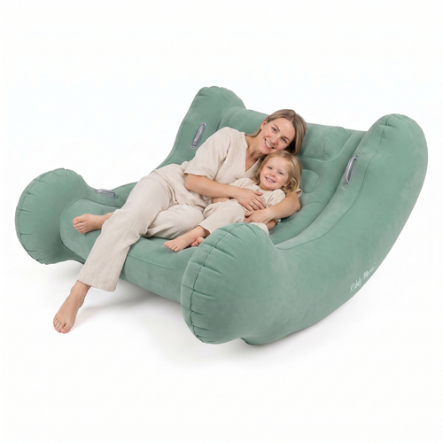 KiddyMoon Fauteuil à Bascule Gonflable À Bascule Pour l'intérieur et l'extérieur avec Poignées Et Pompe, sauge, L