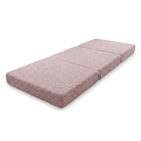KiddyMoon Matelas Enfant avec Oreiller Et Housse Teddy Pliable en Mousse Matelas pour Tout-Petits, Chambre d'enfant, rose, Matelas avec Oreiller