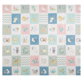 KiddyMoon Tapis de Jeu pour Enfant Bébé Tapis Mousse Tapis de Sol Tapis d'éveilBebe Reversible Stimulation De L'Imagination Pliable Pour L'Intérieur Et L'Extérieur, gris-montagnes, 180x200x1,5cm