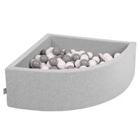 KiddyMoon Piscine à Balles ∅ 7Cm pour Bébé Quart Angulaire Fabriqué En UE, gris clair:blanc/gris, 90x30cm/300 balles