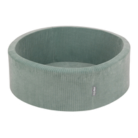 KiddyMoon Piscine À Balles pour Enfants Mousse Côtelé Pour Motricité Bébé, Vert : blanc/gris/menthe, 90x30cm/300 Balles