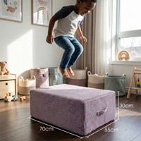 KiddyMoon Coussin Sauteur Enfant Mini Trampoline Interieur Rembourrage A Ressorts Housse Amovible En Tissu Cotele Deux Poignees Des 3 Ans, Violet, Mini Trampoline Avec Dossier Et Accoudoir