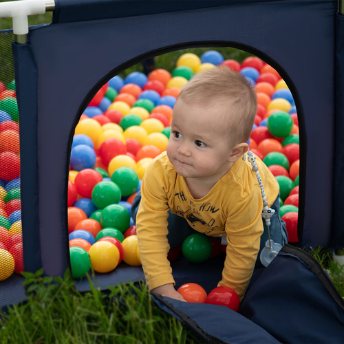 parc bébé hexagonal pliable avec balles plastiques, Bleu:babyblue/rose poudré/perle, 400 balles