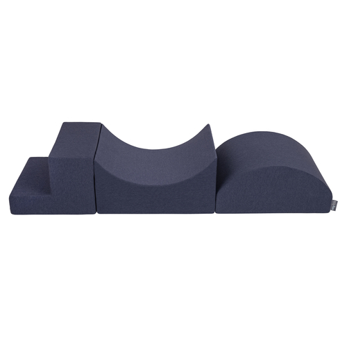 KiddyMoon Aire De Jeux en Mousse avec Rond Piscine à Balles pour Enfants, bleu foncé:babyblue/bleu/perle, Piscine (200 Balles) + Version 6