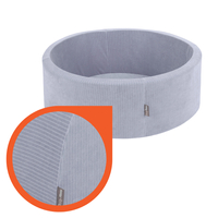 KiddyMoon Piscine À Balles pour Enfants Mousse Côtelé Pour Motricité Bébé, Gris foncé : bleu pastel/jaune pastel/blanc/menthe/rose poudré, 90x30cm/300 balles