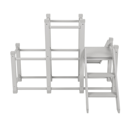 KiddyMoon aire de jeux en bois avec toboggan pour enfants, gris, UNI