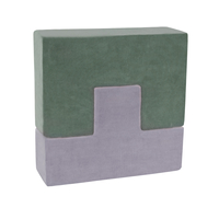 KiddyMoon blocs mous pour bébé cubes de construction en mousse housse velours, bleu lagune/vert forêt/bleu glacier/gris de montagnes, 9 Pieces