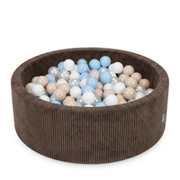 KiddyMoon Piscine Bébé, Piscine À Balles Pour Bébé Et Enfant, Piscine Enfant En Mousse Douce, Housse Côtelée Lavable, Marron: Beige pastel/Bleu pastel/Blanc/Perle, 90x30cm/200 Balles