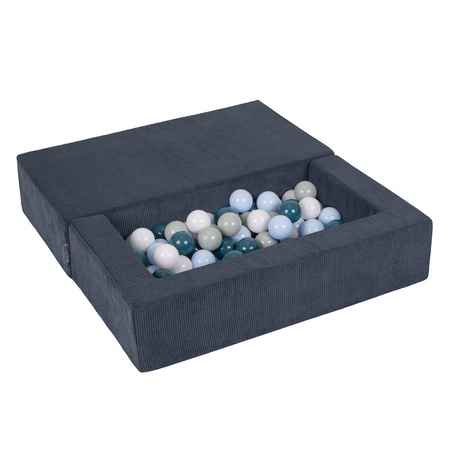 KiddyMoon Canapé en Mousse pour Enfants avec Balles Pour chambre d'enfant Léger Modulable Confortable Housse Amovible Parfait pour Jouer Lire et Se Détendre, bleu foncé: turquoise foncé/vert-gris/bleu pastel/blanc, Canapé + 100 Balles